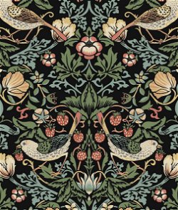 Seabrook Designs Fragaria Garden Ebony Prepasted Wallpaper