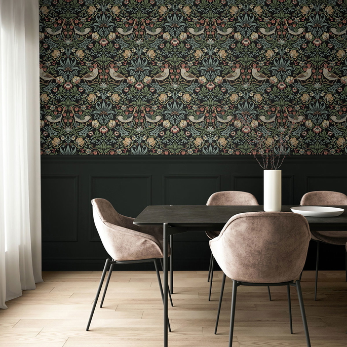 Seabrook Designs Fragaria Garden Ebony Prepasted Wallpaper image 4 of 4
