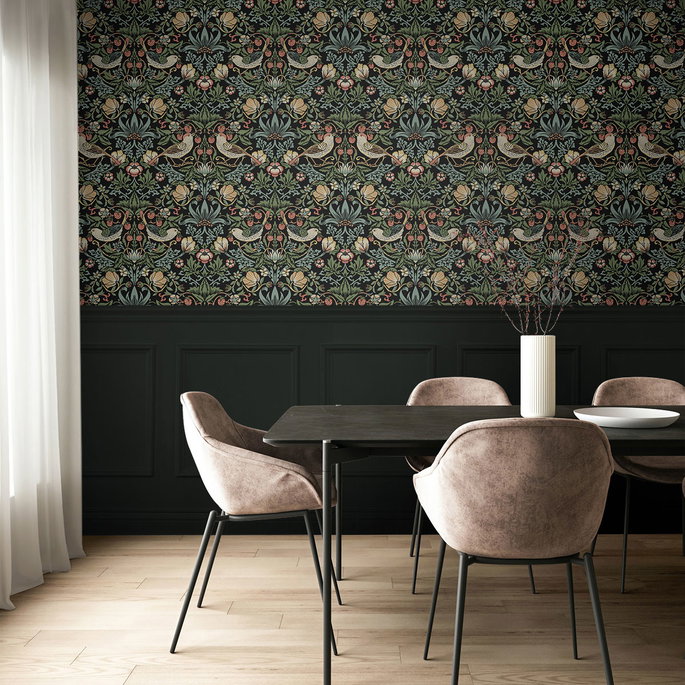 Seabrook Designs Fragaria Garden Ebony Prepasted Wallpaper image 4 of 4