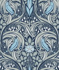 Seabrook Designs Bird Ogee Navy & Sky Blue Prepasted Wallpaper