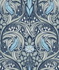 Seabrook Designs Bird Ogee Navy & Sky Blue Prepasted Wallpaper
