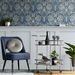 Seabrook Designs Bird Ogee Navy &amp; Sky Blue Prepasted Wallpaper thumbnail image 3 of 4