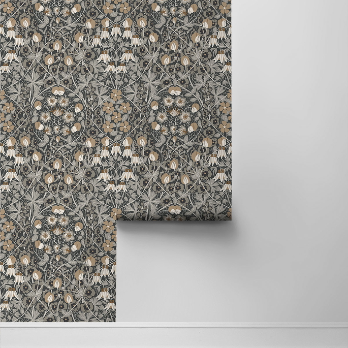 Seabrook Designs Tulip Garden Wrought Iron &amp; Chamois Prepasted Wallpaper image 2 of 4
