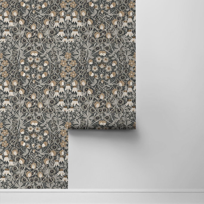 Seabrook Designs Tulip Garden Wrought Iron &amp; Chamois Prepasted Wallpaper image 2 of 4
