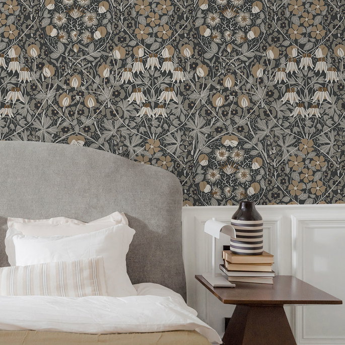 Seabrook Designs Tulip Garden Wrought Iron &amp; Chamois Prepasted Wallpaper image 4 of 4