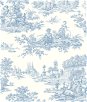 Seabrook Designs Chateau Toile Blue Bell Prepasted Wallpaper