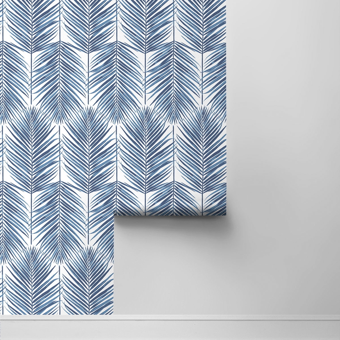 Seabrook Designs Paradise Palm Coastal Blue Prepasted Wallpaper image 2 of 4