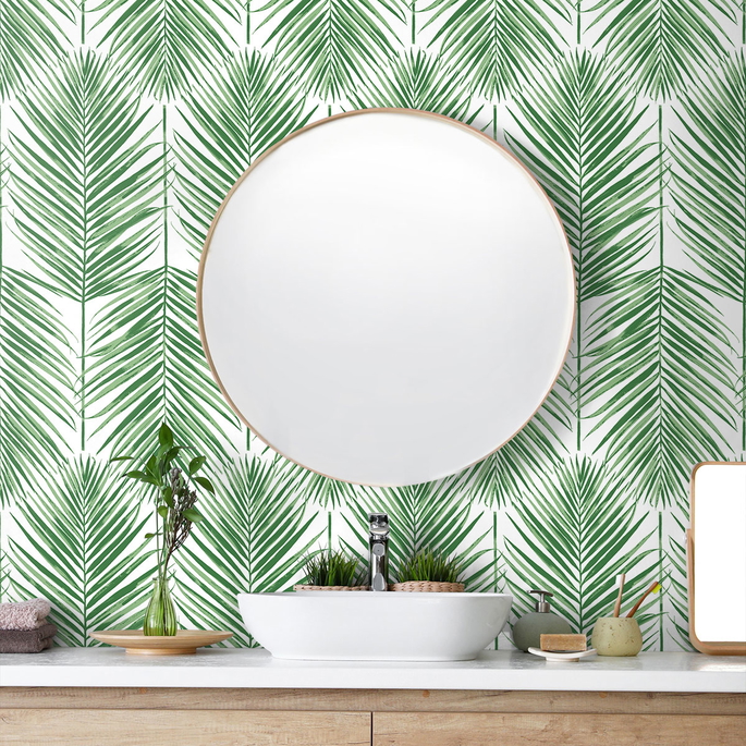Seabrook Designs Paradise Palm Greenery Prepasted Wallpaper image 3 of 4