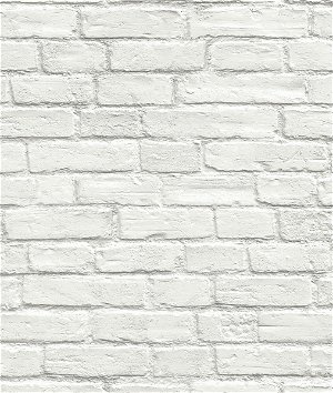 Seabrook Designs Industrial Faux Brick Off-White Prepasted Wallpaper