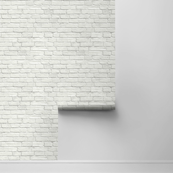 Seabrook Designs Industrial Faux Brick Off-White Prepasted Wallpaper image 2 of 4