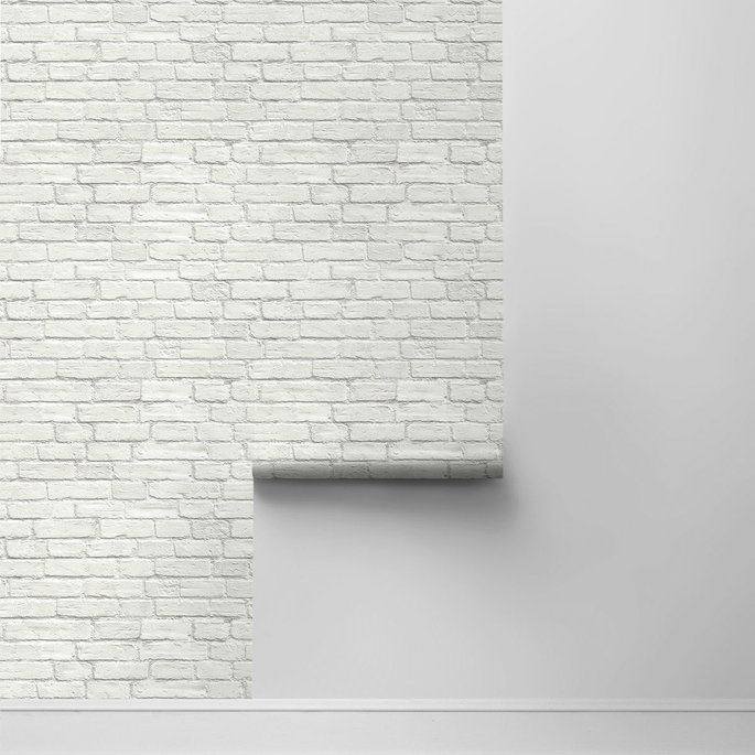 Seabrook Designs Industrial Faux Brick Off-White Prepasted Wallpaper image 2 of 4