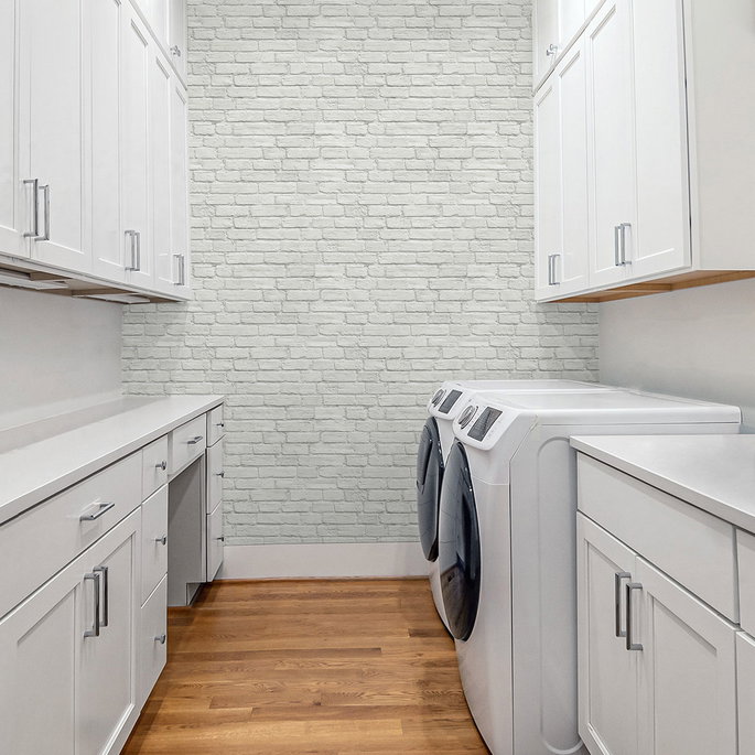 Seabrook Designs Industrial Faux Brick Off-White Prepasted Wallpaper image 3 of 4