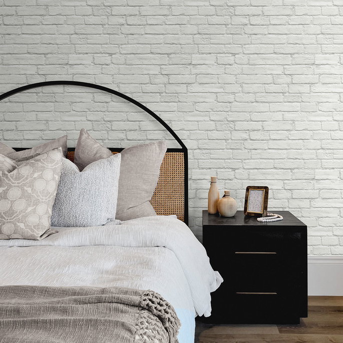 Seabrook Designs Industrial Faux Brick Off-White Prepasted Wallpaper image 4 of 4