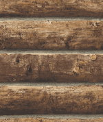 Seabrook Designs Faux Log Cabin Walnut Prepasted Wallpaper