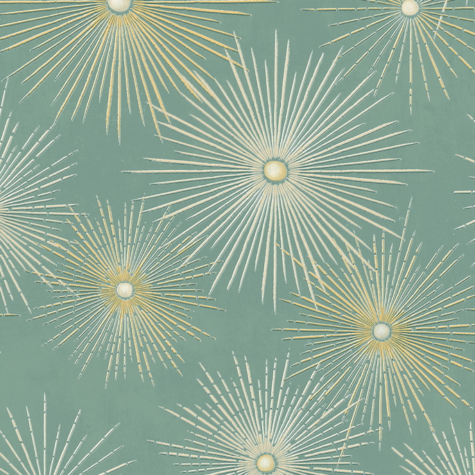 Seabrook Designs Starburst Geo Teal &amp; Gold Prepasted Wallpaper image 1 of 4