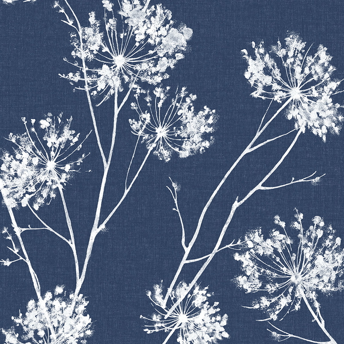 Seabrook Designs One O'Clock Denim Blue Prepasted Wallpaper image 1 of 4