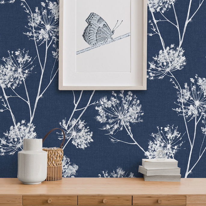 Seabrook Designs One O'Clock Denim Blue Prepasted Wallpaper image 4 of 4