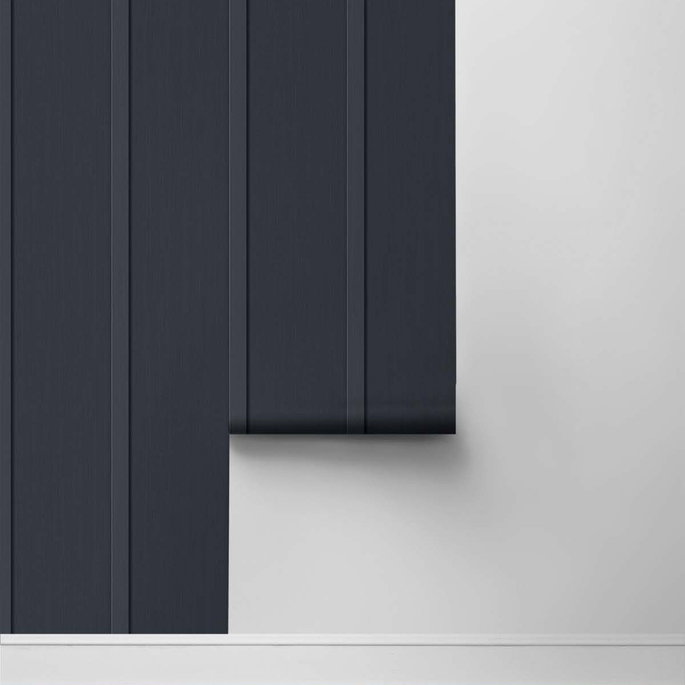 Seabrook Designs Faux Board and Batten Dark Blue Prepasted Wallpaper image 2 of 4