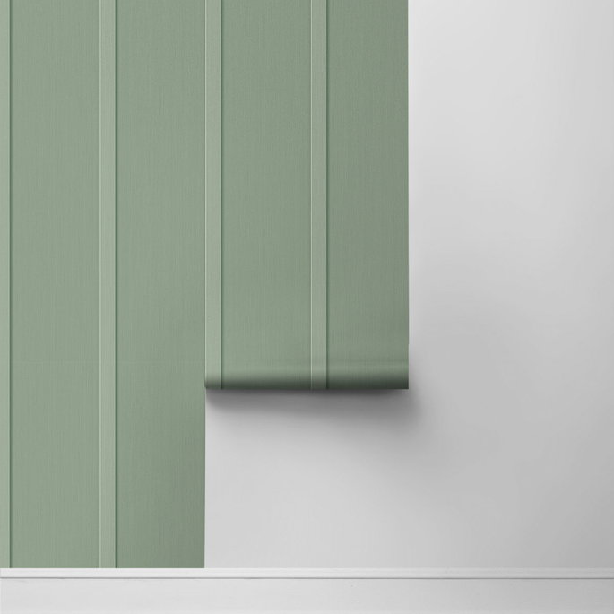 Seabrook Designs Faux Board and Batten Sage Green Prepasted Wallpaper image 2 of 4