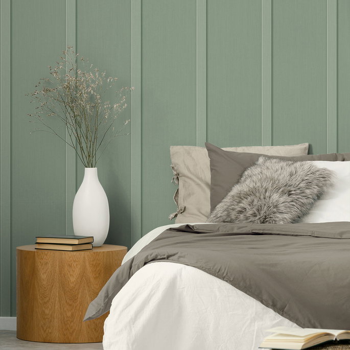 Seabrook Designs Faux Board and Batten Sage Green Prepasted Wallpaper image 3 of 4