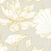 Seabrook Designs Lotus Floral Grey & Gold Prepasted Wallpaper