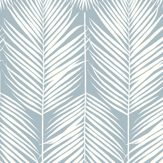 Seabrook Designs Palm Silhouette Light Blue Prepasted Wallpaper image 1 of 4