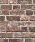 Seabrook Designs Faux Red Brick Red & Charcoal Prepasted Wallpaper