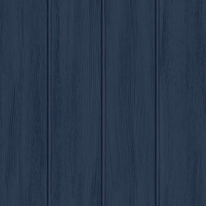 Seabrook Designs Faux Wood Panel Naval Blue Prepasted Wallpaper image 1 of 4