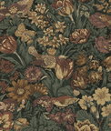 Seabrook Designs Bird Floral Mahogany & Graphite Prepasted Wallpaper