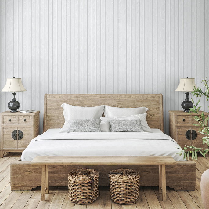 Seabrook Designs Faux Beadboard Pearl Grey Prepasted Wallpaper image 3 of 4