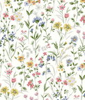 Seabrook Designs Wildflowers Multicolored Prepasted Wallpaper