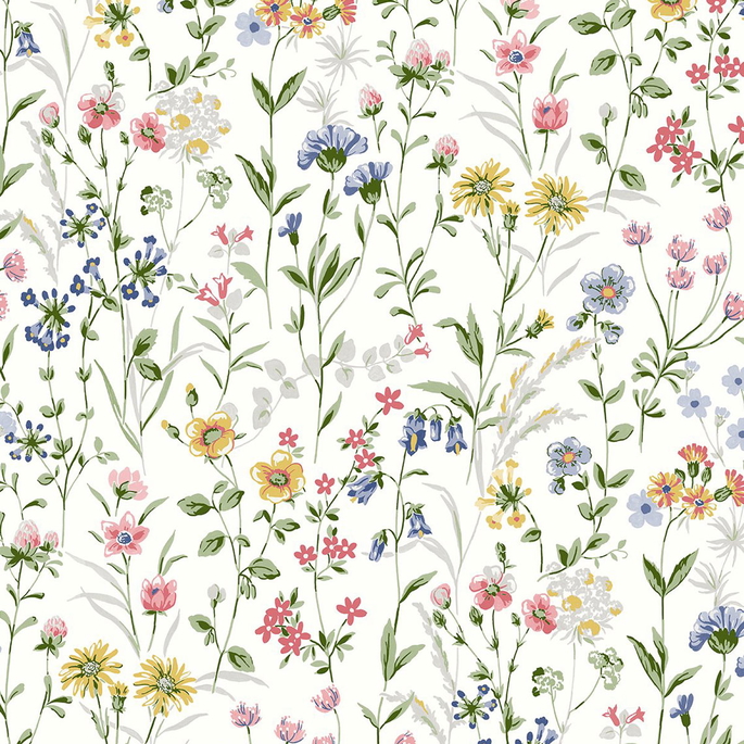 Seabrook Designs Wildflowers Multicolored Prepasted Wallpaper image 1 of 4
