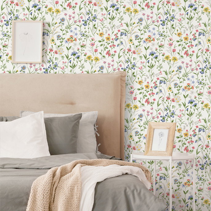 Seabrook Designs Wildflowers Multicolored Prepasted Wallpaper image 2 of 4