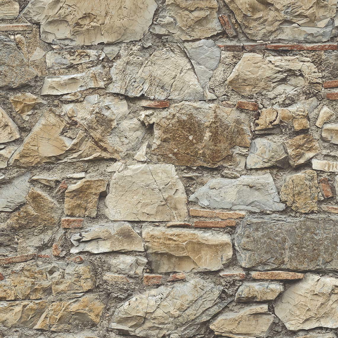 Seabrook Designs Faux Stone Wall Toffee &amp; Ivory Prepasted Wallpaper image 1 of 5