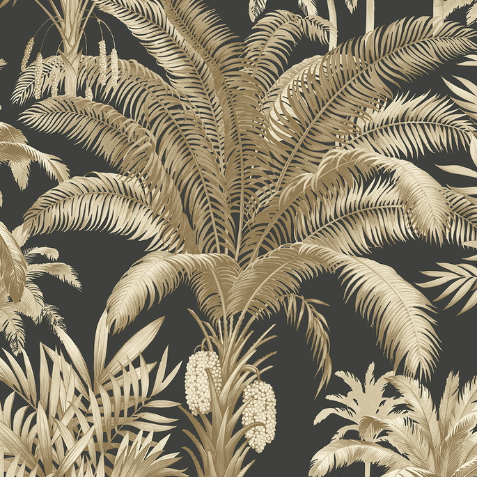 Seabrook Designs Tropical Palm Beach Ironwork &amp; Taupe Prepasted Wallpaper image 1 of 5