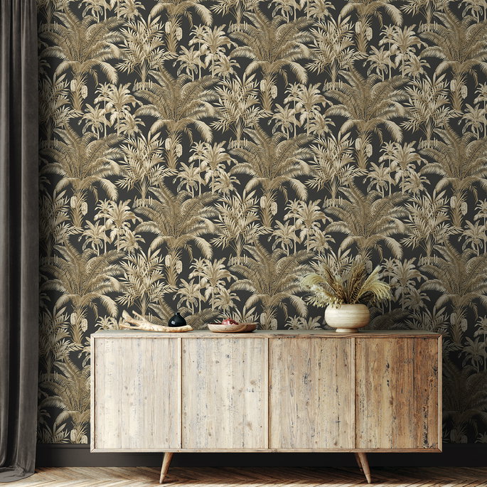Seabrook Designs Tropical Palm Beach Ironwork &amp; Taupe Prepasted Wallpaper image 2 of 5