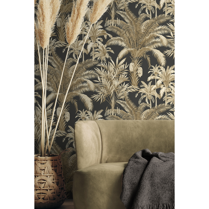 Seabrook Designs Tropical Palm Beach Ironwork &amp; Taupe Prepasted Wallpaper image 4 of 5