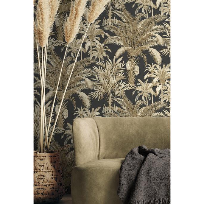 Seabrook Designs Tropical Palm Beach Ironwork &amp; Taupe Prepasted Wallpaper image 4 of 5