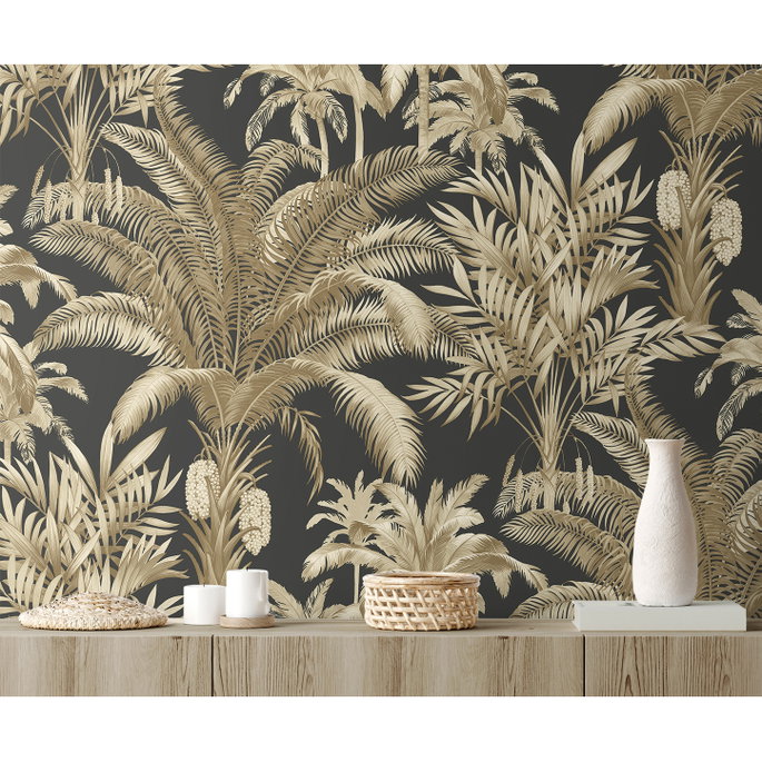 Seabrook Designs Tropical Palm Beach Ironwork &amp; Taupe Prepasted Wallpaper image 5 of 5