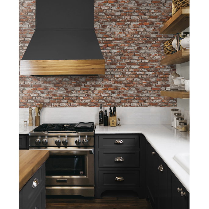 Seabrook Designs Tailor Faux Brick Spiced Ginger Prepasted Wallpaper image 4 of 5