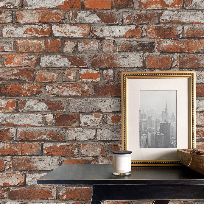 Seabrook Designs Tailor Faux Brick Spiced Ginger Prepasted Wallpaper image 5 of 5