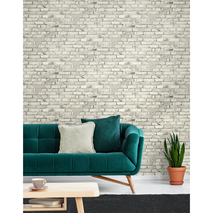 Seabrook Designs Tailor Faux Brick Antique Plaster Prepasted Wallpaper image 2 of 5