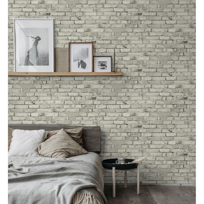 Seabrook Designs Tailor Faux Brick Antique Plaster Prepasted Wallpaper image 3 of 5