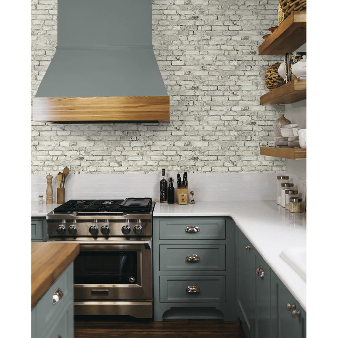 Seabrook Designs Tailor Faux Brick Antique Plaster Prepasted Wallpaper image 4 of 5