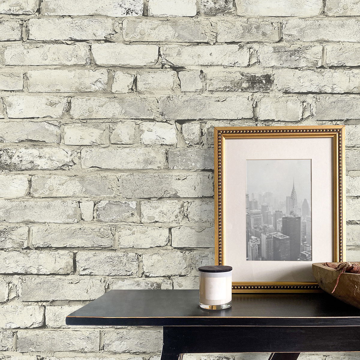 Seabrook Designs Tailor Faux Brick Antique Plaster Prepasted Wallpaper 