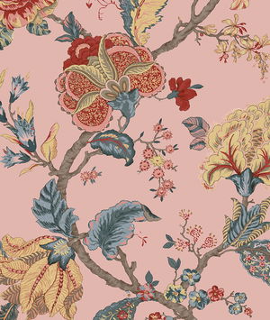 Seabrook Designs Lana Jacobean Blush Prepasted Wallpaper