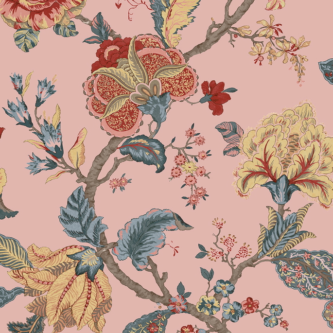 Seabrook Designs Lana Jacobean Blush Prepasted Wallpaper image 1 of 5
