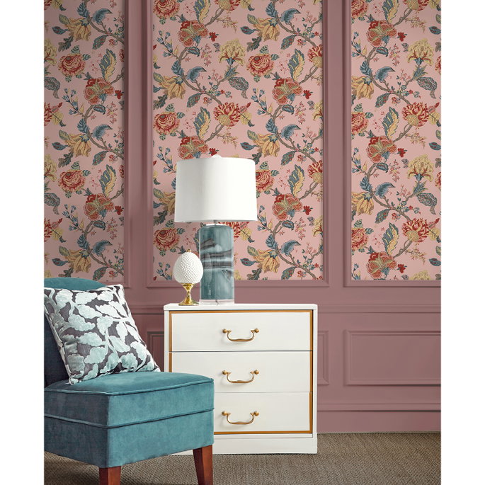 Seabrook Designs Lana Jacobean Blush Prepasted Wallpaper image 5 of 5