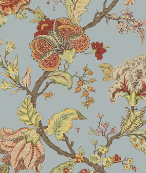 Seabrook Designs Lana Jacobean Blue Dusk Prepasted Wallpaper