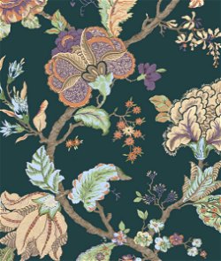 Seabrook Designs Lana Jacobean Victorian Jade Prepasted Wallpaper